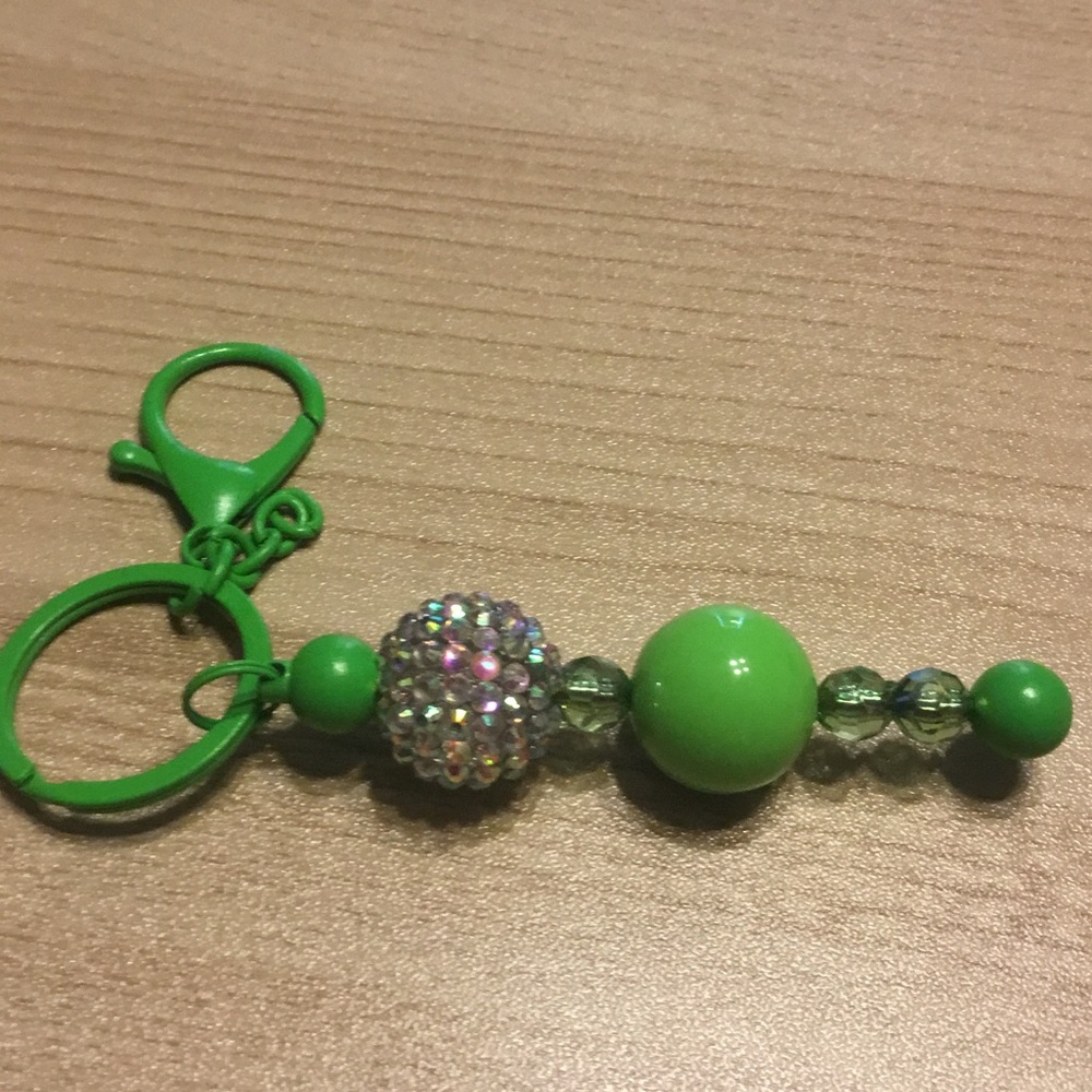 Green Beaded Keychain